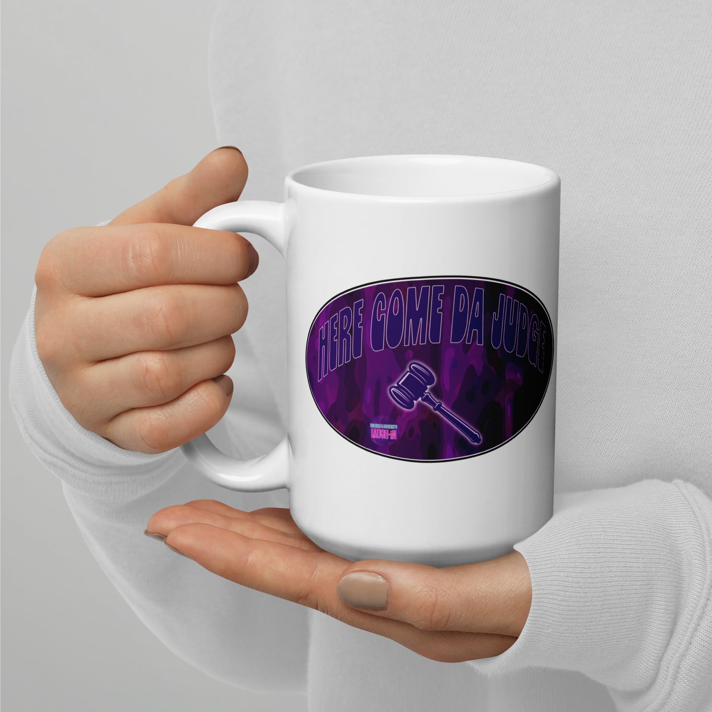 Here Come Da Judge - Purple - White Glossy Mug - Rowan & Martin's Laugh-In